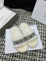 dway slide mule shearling sandal flat